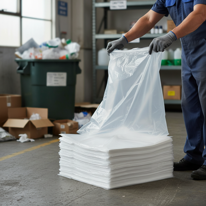 Premium Large Clear Waste Bags for General Purpose Disposal - Durable Polythene Construction with 737mm x 1200mm Size, Pack of 100