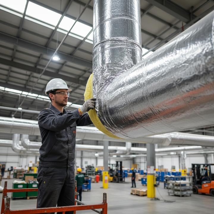 Premium High-Performance Duct Insulation for HVAC with Aluminium Foil, Flexible and Moisture Resistant for Enhanced Energy Efficiency