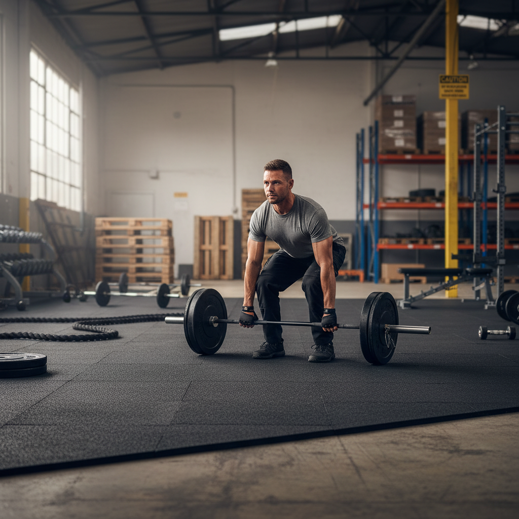 Premium 20mm Heavy-Duty Rubber Gym Flooring Tile - 1m x 1m for Shock Absorption and Floor Protection