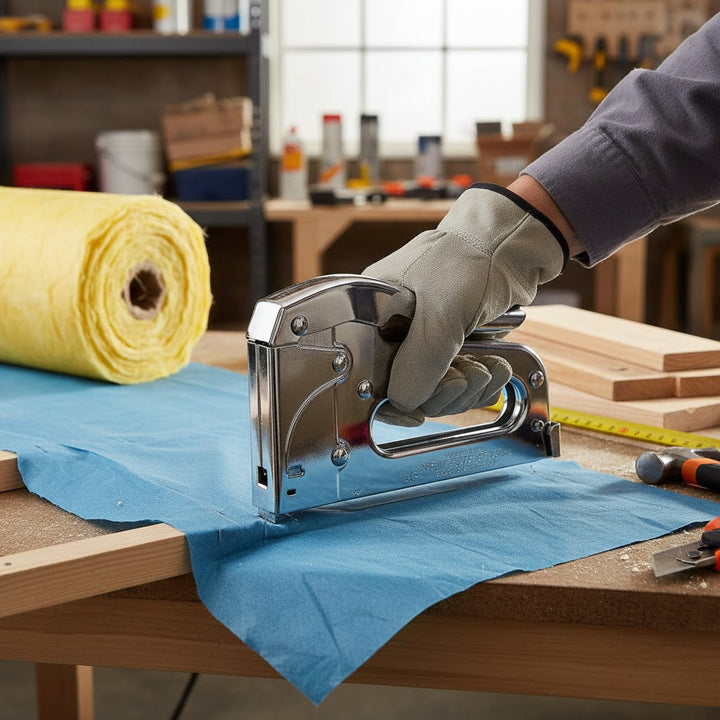 Professional Heavy Duty Staple Gun with Easy Squeeze Mechanism, Durable Chrome Finish and All-Steel Construction for Versatile Applications