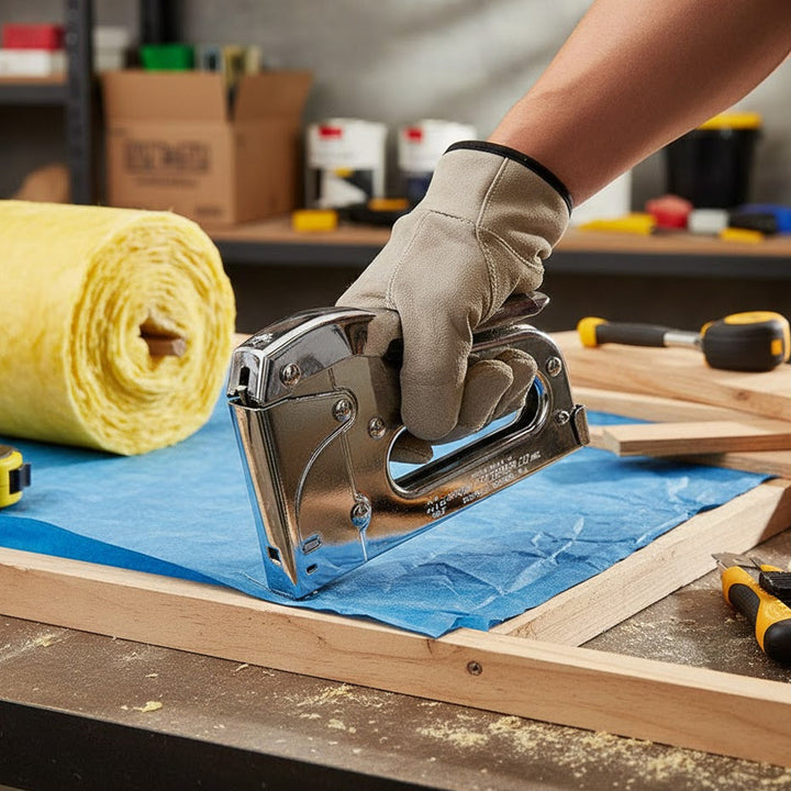 Professional Heavy Duty Staple Gun with Easy Squeeze Mechanism, Durable Chrome Finish and All-Steel Construction for Versatile Applications