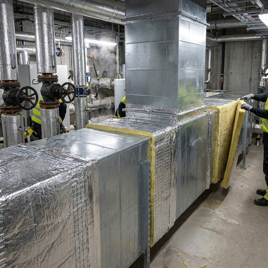 High-Performance Non-Combustible Stone Wool Insulation Mat for HVAC Systems with Reinforced Foil Backing and Class O Fire Rating