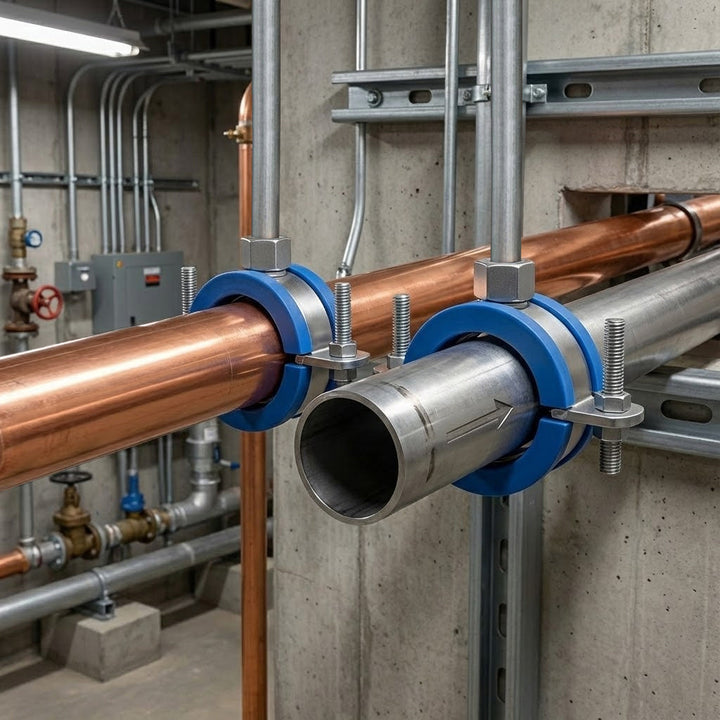 Premium Silicone Lined Pipe Support Clips for Steel and Copper Pipes Up to 63mm with Low-Friction and Durable Construction