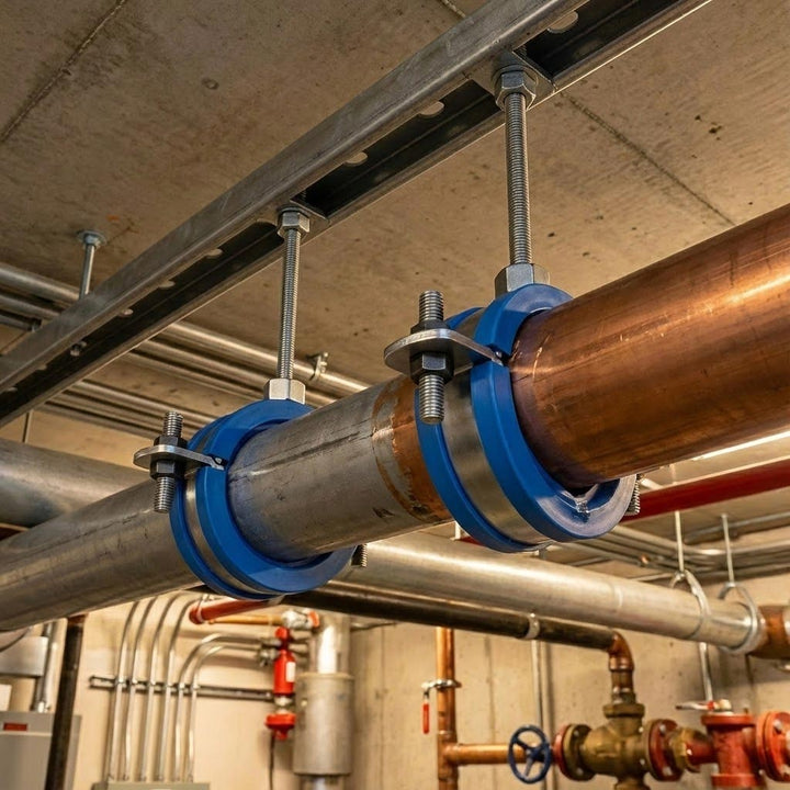 Premium Silicone Lined Pipe Support Clips for Steel and Copper Pipes Up to 63mm with Low-Friction and Durable Construction
