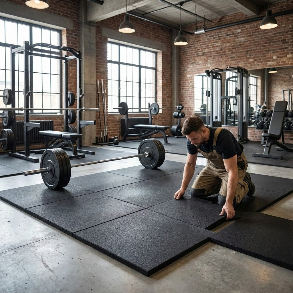 Premium 20mm Heavy-Duty Rubber Gym Flooring Tile - 1m x 1m for Shock Absorption and Floor Protection