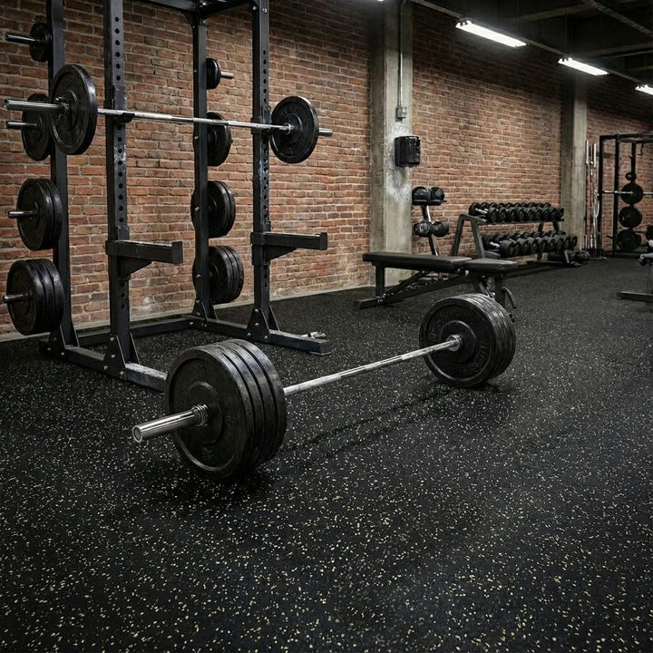 Premium 8mm Rubber Gym Flooring Roll - Black-Grey Fleck for Durability and Performance