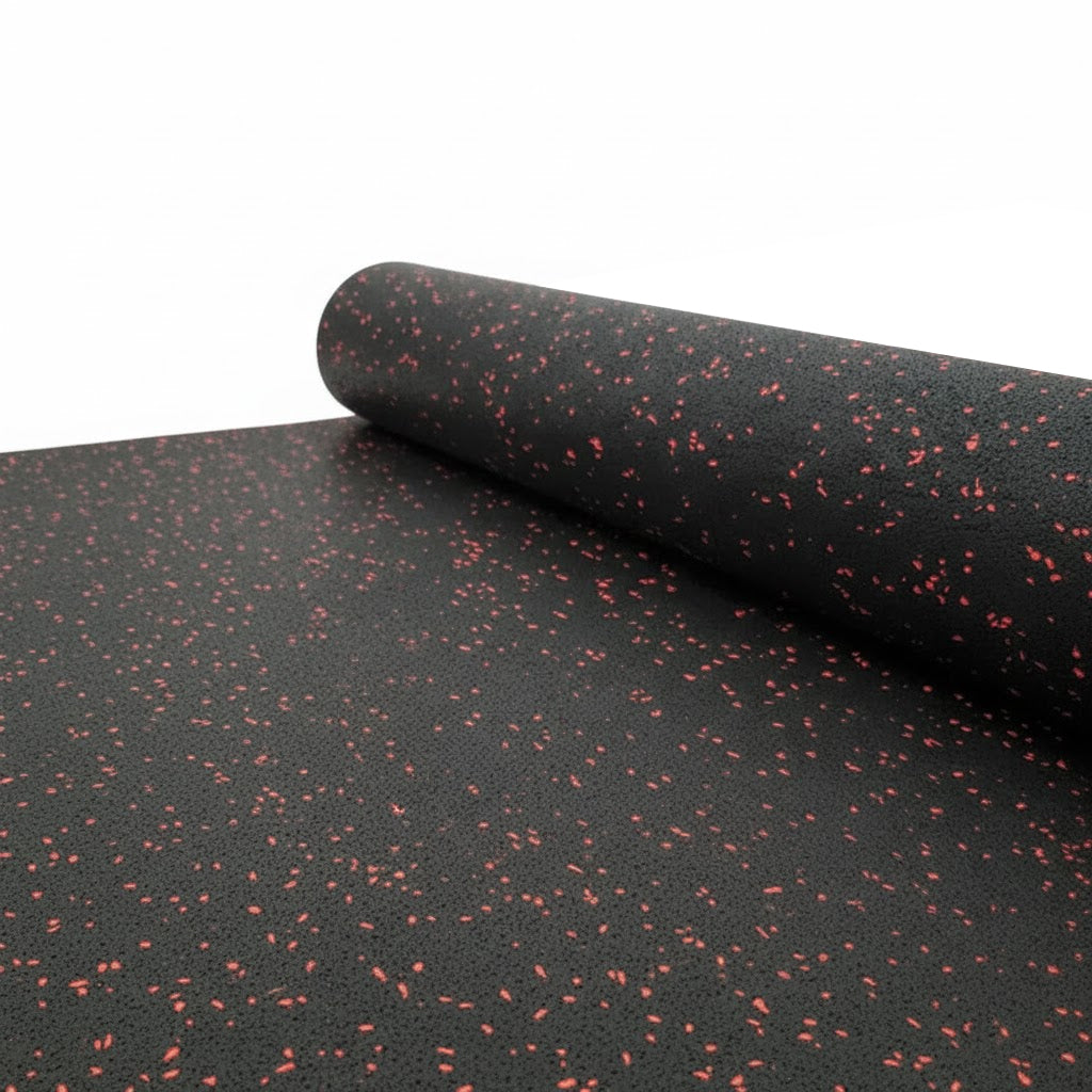 Premium 8mm High-Performance Rubber Gym Flooring with Red Flecks – Durable, Slip-Resistant, and Noise-Reducing Full Roll Coverage