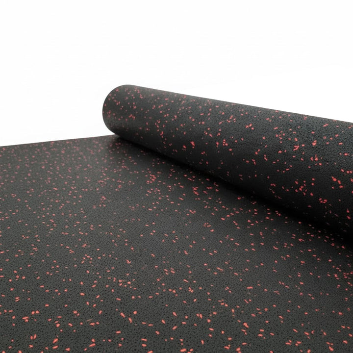 Premium 8mm High-Performance Rubber Gym Flooring with Red Flecks – Durable, Slip-Resistant, and Noise-Reducing Full Roll Coverage