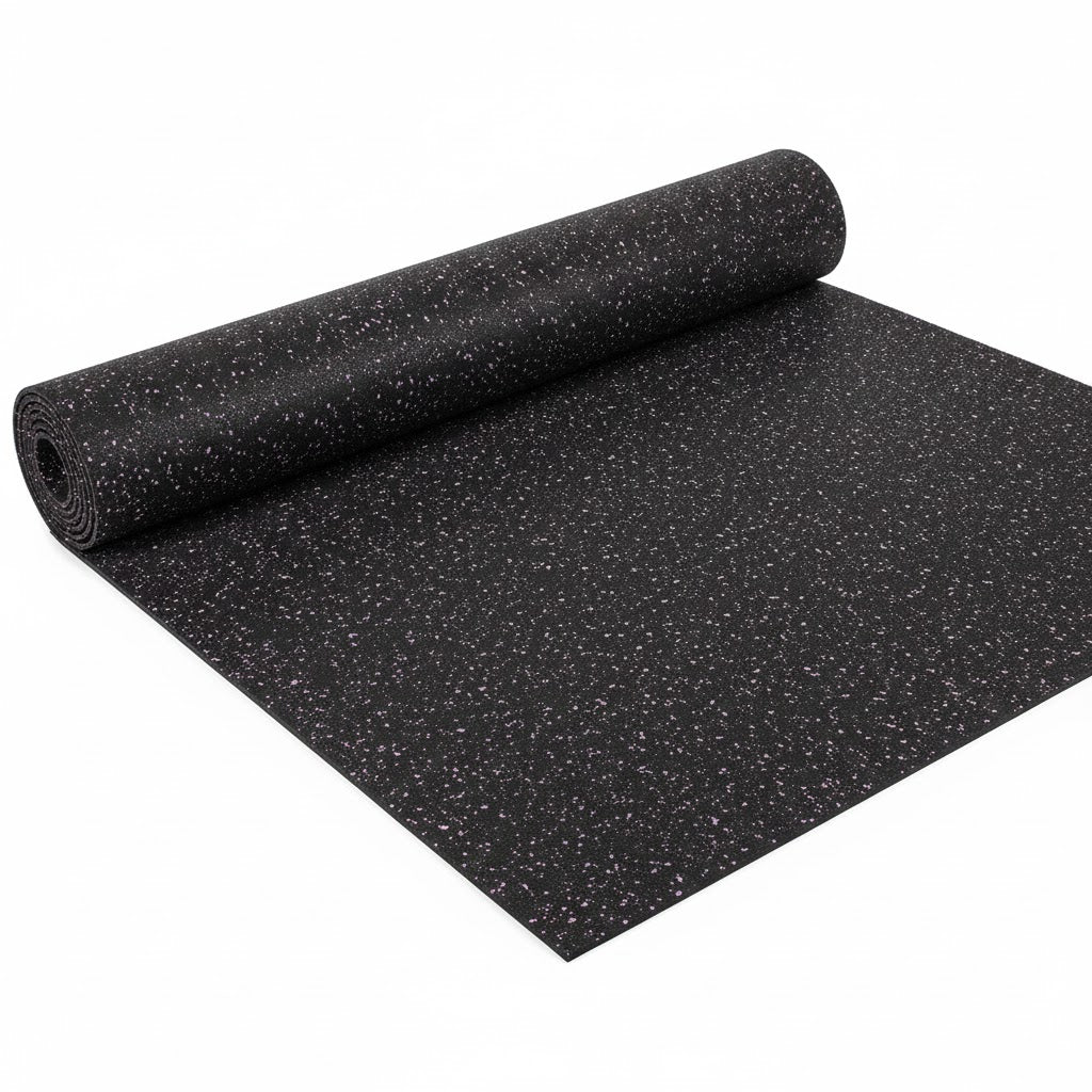 Premium 8mm Heavy Duty Rubber Gym Flooring with Black-Purple Fleck Design for Durability and Safety – Full Roll Coverage