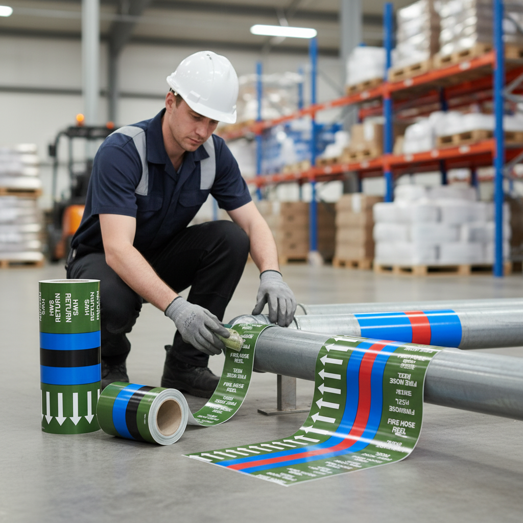 Premium Self-Adhesive Pipe Identification Banding - BS1710 Compliant with Strong Adhesion and Easy Application for Safety