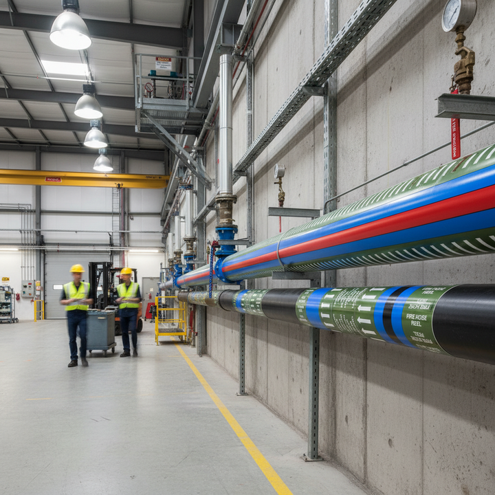 Premium Self-Adhesive Pipe Identification Banding - BS1710 Compliant with Strong Adhesion and Easy Application for Safety