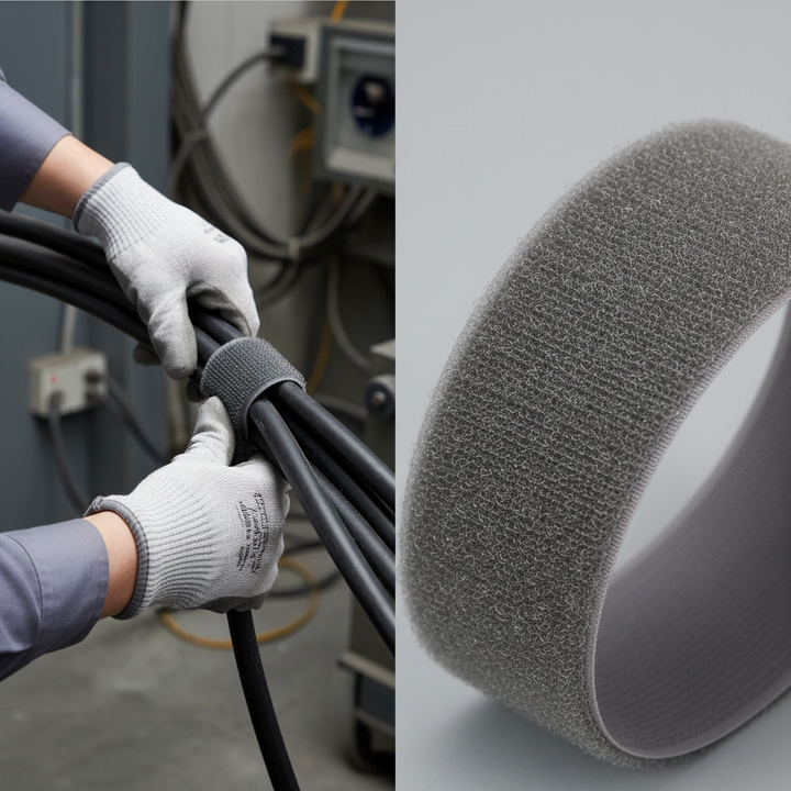Premium Reusable Velcro Hook and Loop Fastening Solution for Insulation, Cable Management, and DIY Projects in Grey