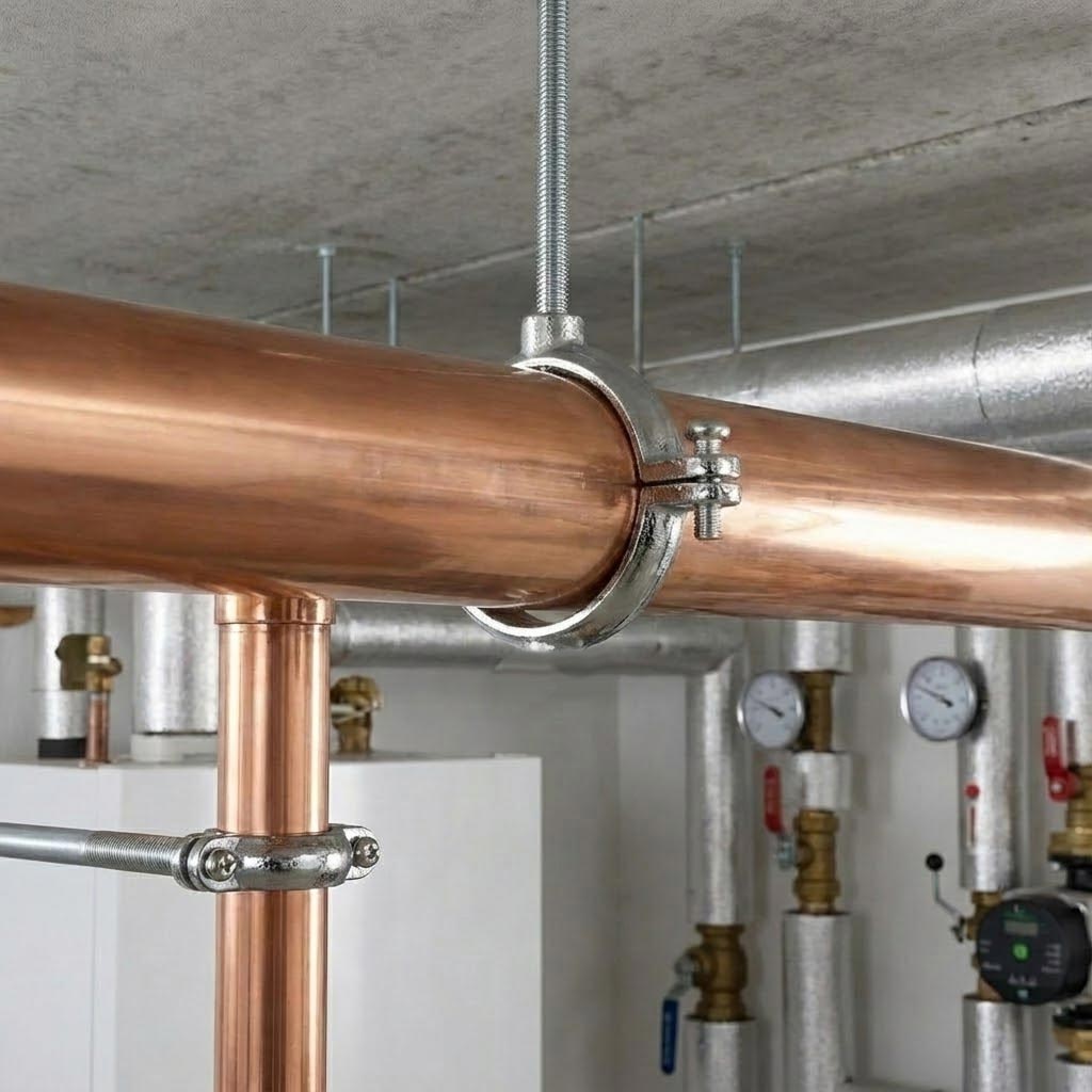 Premium Chrome Munsen Ring Pipe Supports for Copper Pipework - Durable and Strong Design for Secure Installation