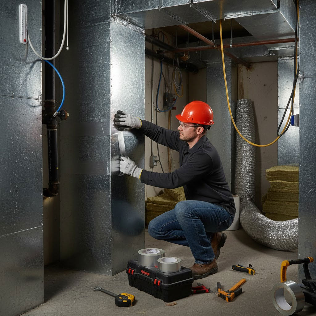 Premium Self-Adhesive Cold Weather Foil Tape for HVAC Applications with High-Tack Adhesion and Versatile Width Options