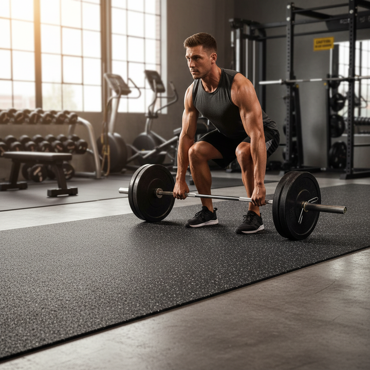 Premium 8mm Rubber Gym Flooring Roll - Black-Grey Fleck for Durability and Performance