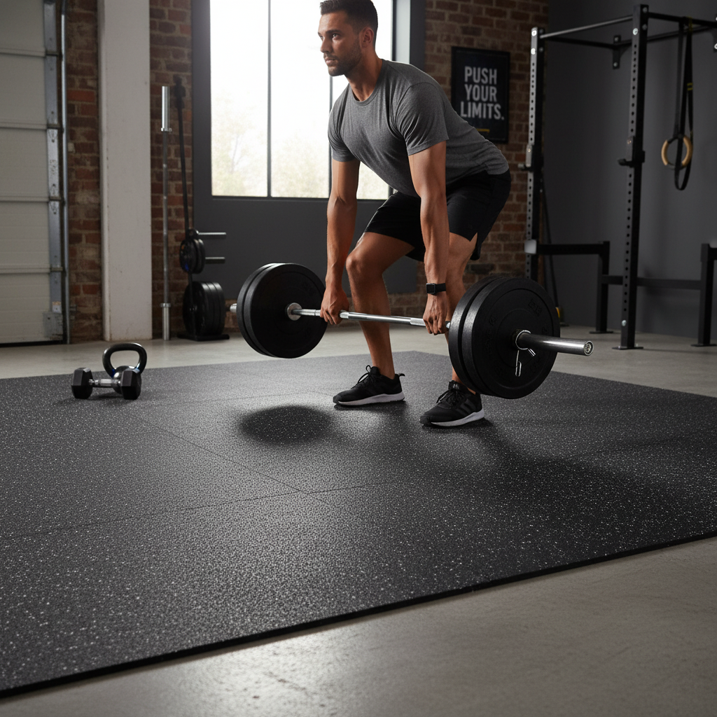 Premium 8mm Rubber Gym Flooring Roll - Black-Grey Fleck for Durability and Performance