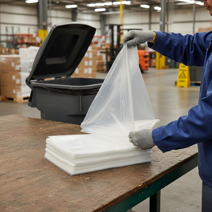 Premium Heavy Duty Clear Waste Bags for Efficient Waste Management - Box of 100, 910mm x 1220mm, Strong Polythene Construction